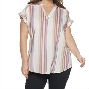 EVRI Stripped Dolman Short Sleeve Top